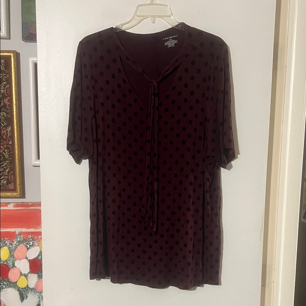 Lane Bryant polka dot short sleeve flowy top 22/24